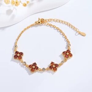 🆕 Luxury Rose Gold Plated Brass Four-leaf Clover Chain Link Bracelets